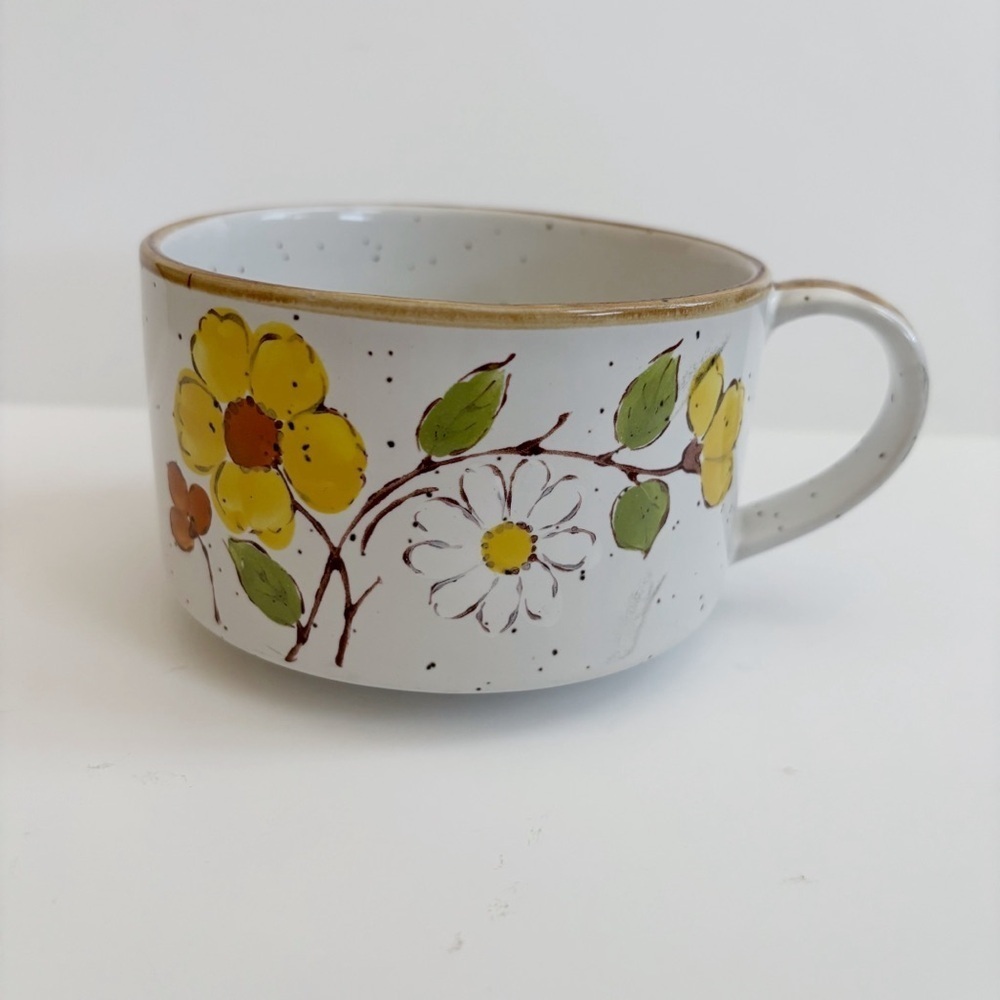 Vintage Sunflowers Soup Bowl Mug Korea JMP Casualstone #305